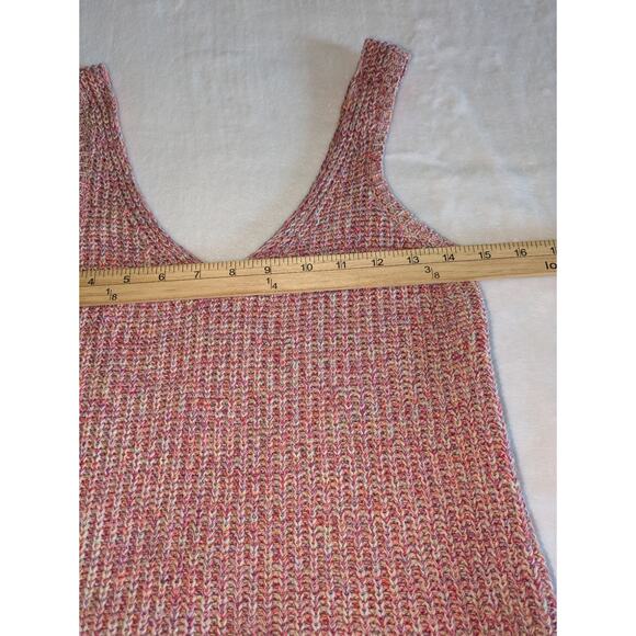 John + Jenn Knit Sweater Tank XS Cotton Ribbed Sleeveless Colorful Marled Pink - Picture 2 of 8